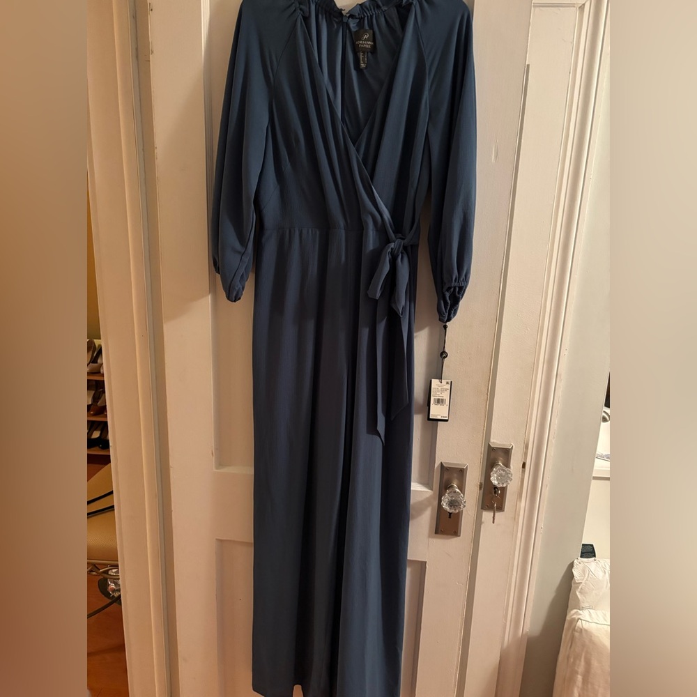 Adrianna Papell Long Sleeve Blue Jumpsuit